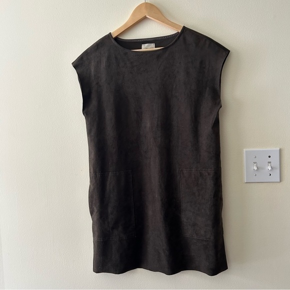 ARITZIA Wilfred Free Nori Faux Suede Tunic Dress with pockets dark green - Picture 10 of 10